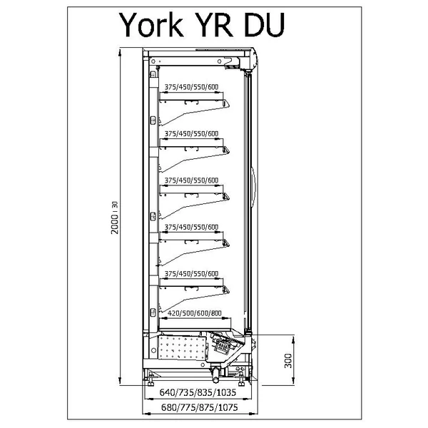 R-1 YR 100/70/200 YORK Hűtött faliregál telep. aggr.