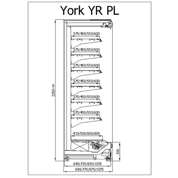 R-1 YR PL 100/70/225 YORK PLUS Hűtött faliregál telep. aggr.