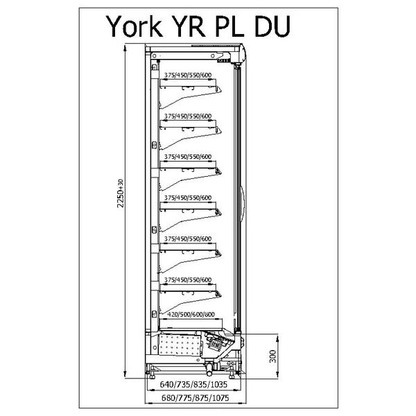 R-1 YR PL 100/80/225 YORK PLUS Hűtött faliregál telep. aggr.