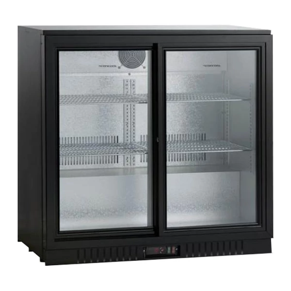 SC 211 SLE tolóajtós fekete back bárhűtő LED világítással, ventilációs, üvegajtó