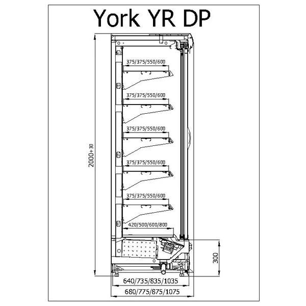 R-1 YR 100/90/200 YORK Hűtött faliregál telep. aggr.