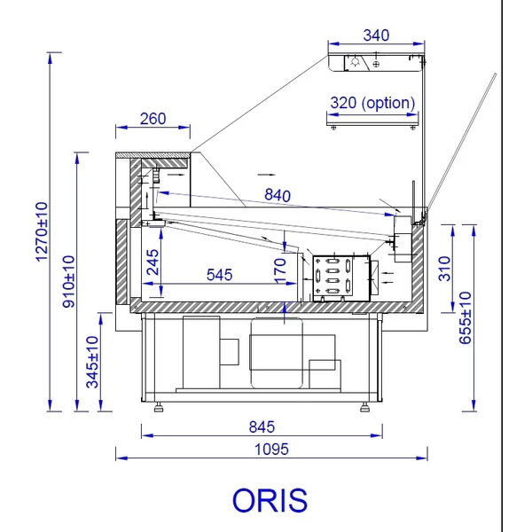 ORIS 2.5/1.1 DYN Csemegepult beépített aggr. (ventilációs)