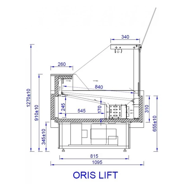 ORIS LIFT 0.94/1.1 DYN Csemegepult beépített aggr. (ventilációs)