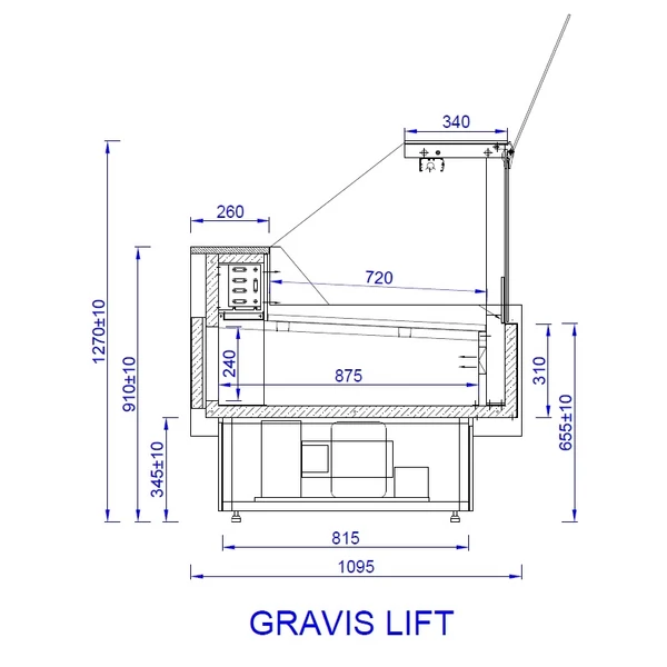 ORIS LIFT 0.94/1.1 STAT Csemegepult beépített aggr. (statikus)