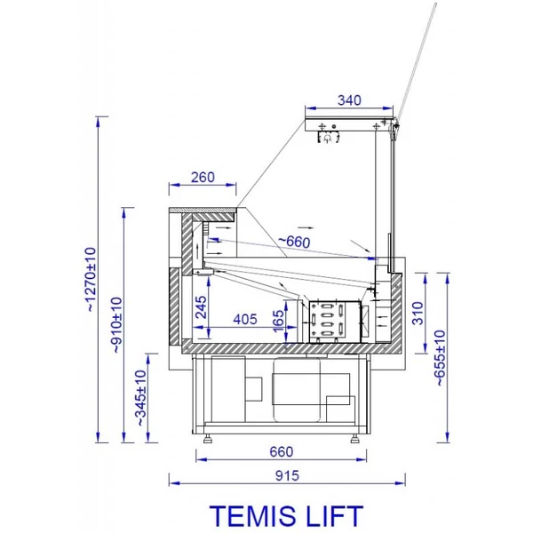 ORIS LIFT 0.9/0.9 DYN Csemegepult beépített aggr. (ventilációs)