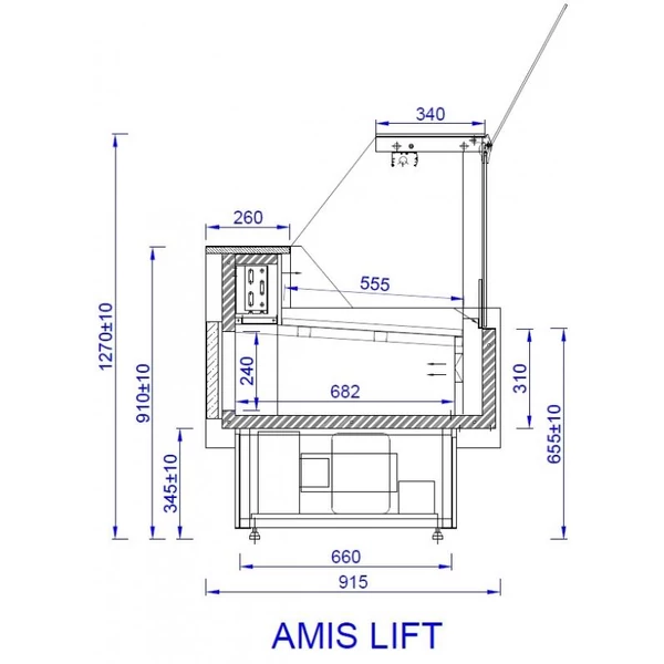 ORIS LIFT 0.94/0.9 STAT Csemegepult  beépített aggr. (statikus)