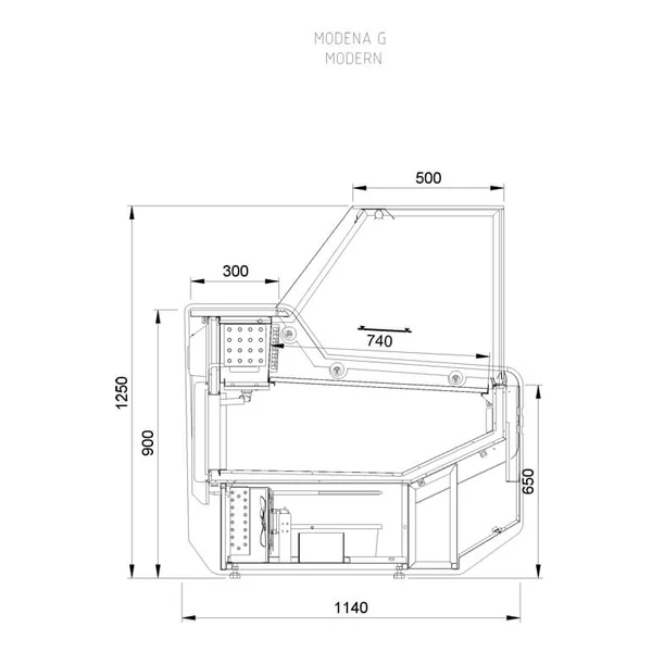 L-1 MD/G/SP 375/110 MODENA MODERN Csemegepult beép. aggr. (statikus)