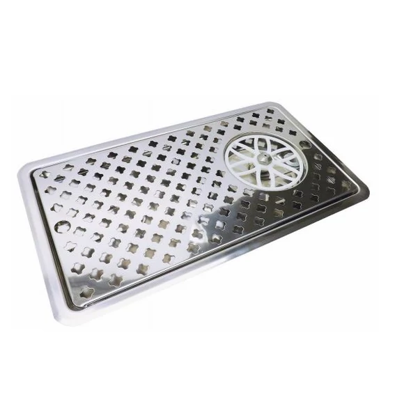 Csepptálca poháröblítővel rozsdamentes anyagból 5 csapos toronyhoz, 817x214x22 mm