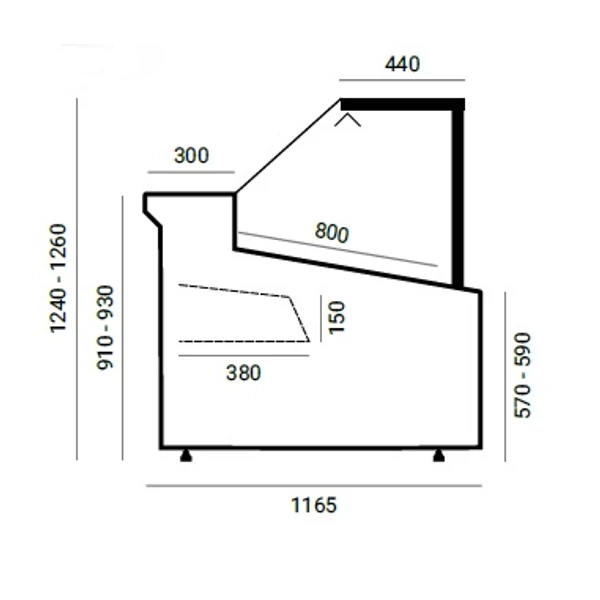 CARMEN WCH-8/1 LS 1250 ZZ Egyenes üvegű csem.pult telep. aggr. (ventilációs)