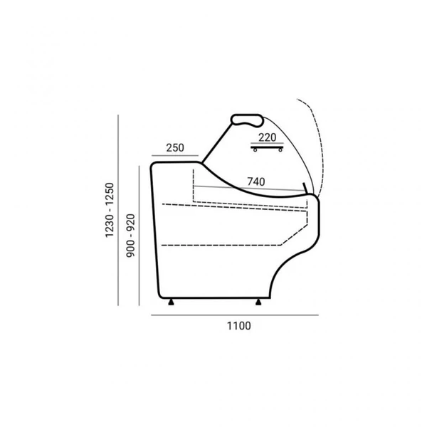 WEGA WCH-6/1B 750 DYNAMIC Hajlított üvegű csem.pult beép. aggr.(ventilációs)