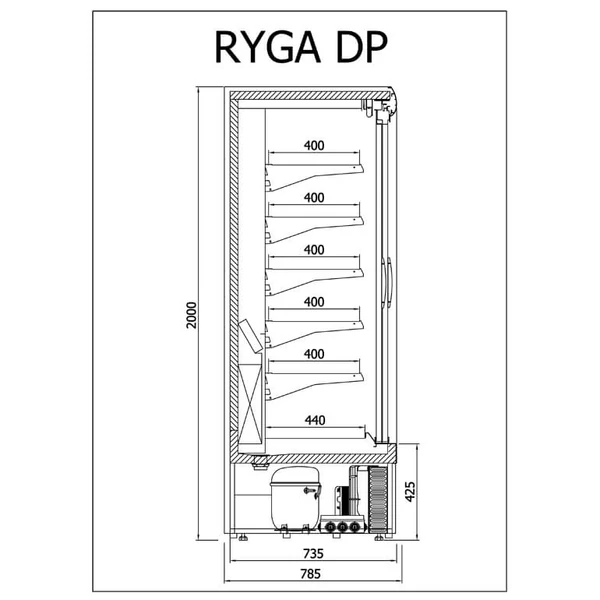 R-1 RG 100/80/DP RYGA Hűtött faliregál beép. aggr. (csúszó ajtókkal) (V)