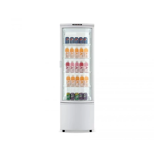 CL-238 fehér álló négyoldalú üveg hűtővitrin LED világítás, alkalmas kávézóba és cukrászdába