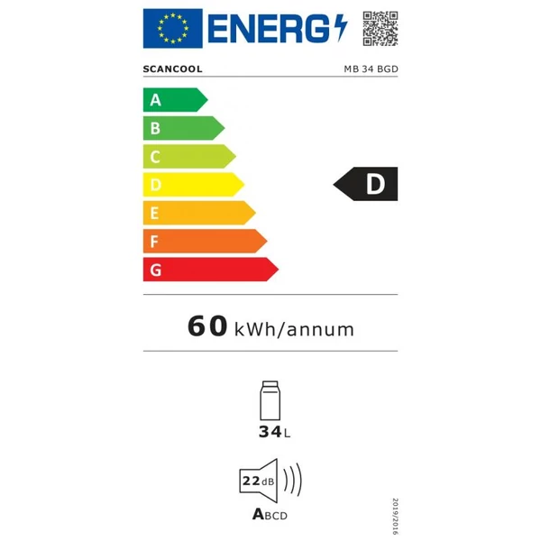 MB 34 BGD Üvegajtós minibár