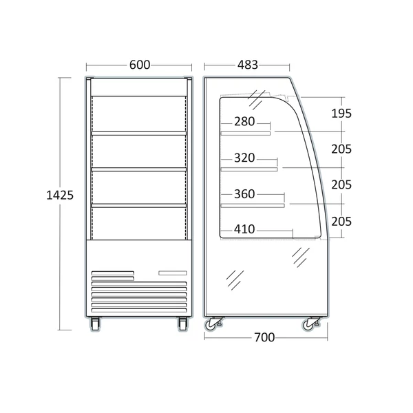 OFC60B Hűtőtt Faliregál (ventilációs)