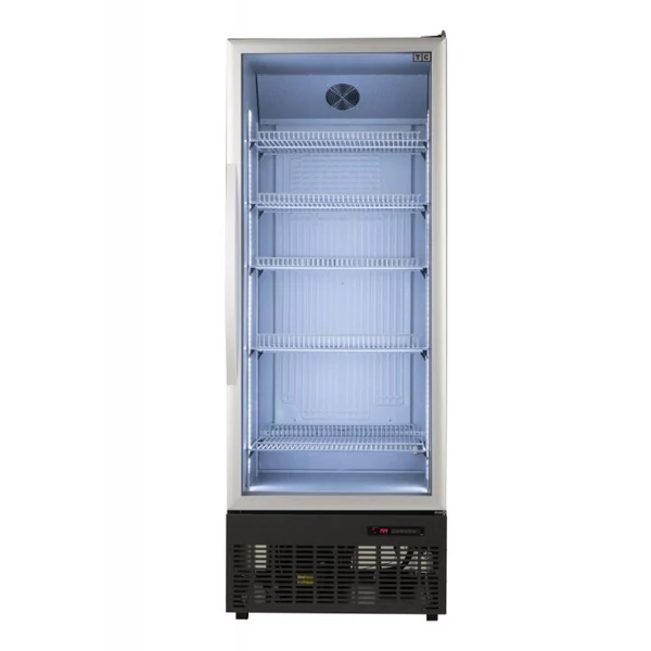 TC 600 GD (J-600 GD) hazai gyártású 600 literes üvegajtós hűtő, LED világítással, fehér belső