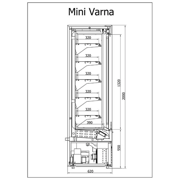 R-1 MVR 110/60 MINI VARNA Hűtött faliregál beép. aggr. (ventilációs)
