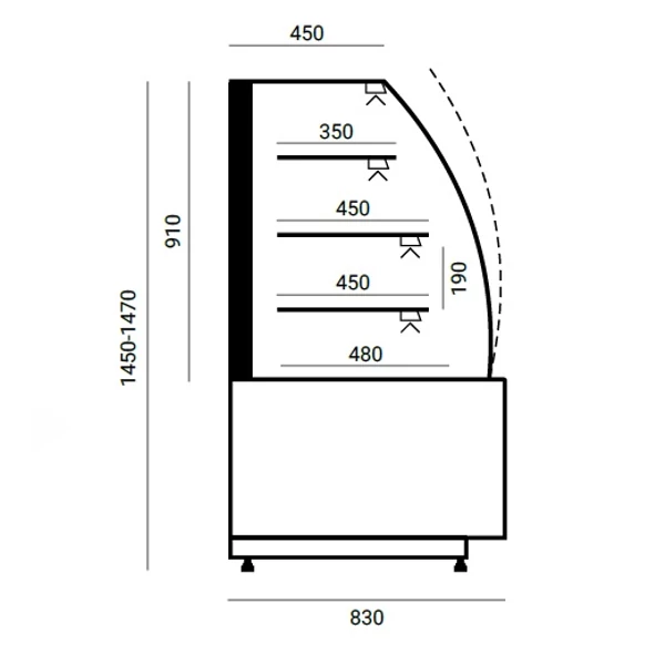ESTERA P 950 Süteményes vitrin beépített aggregáttal