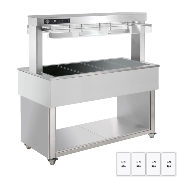 TR BROWN+ 4R Fűtött ételkínáló sziget, üvegkerámia GN 4-1/1  